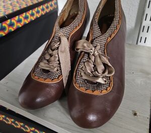 Poetic License Brown Flats with Vintage Detailing